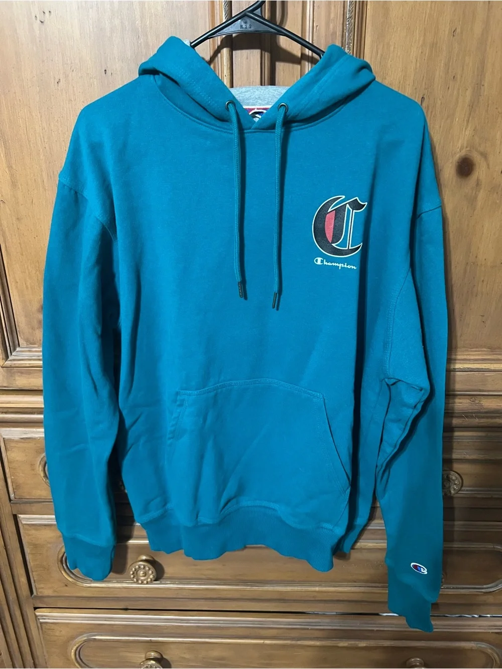 Champion Teal Hoodie with Embroidered Logo